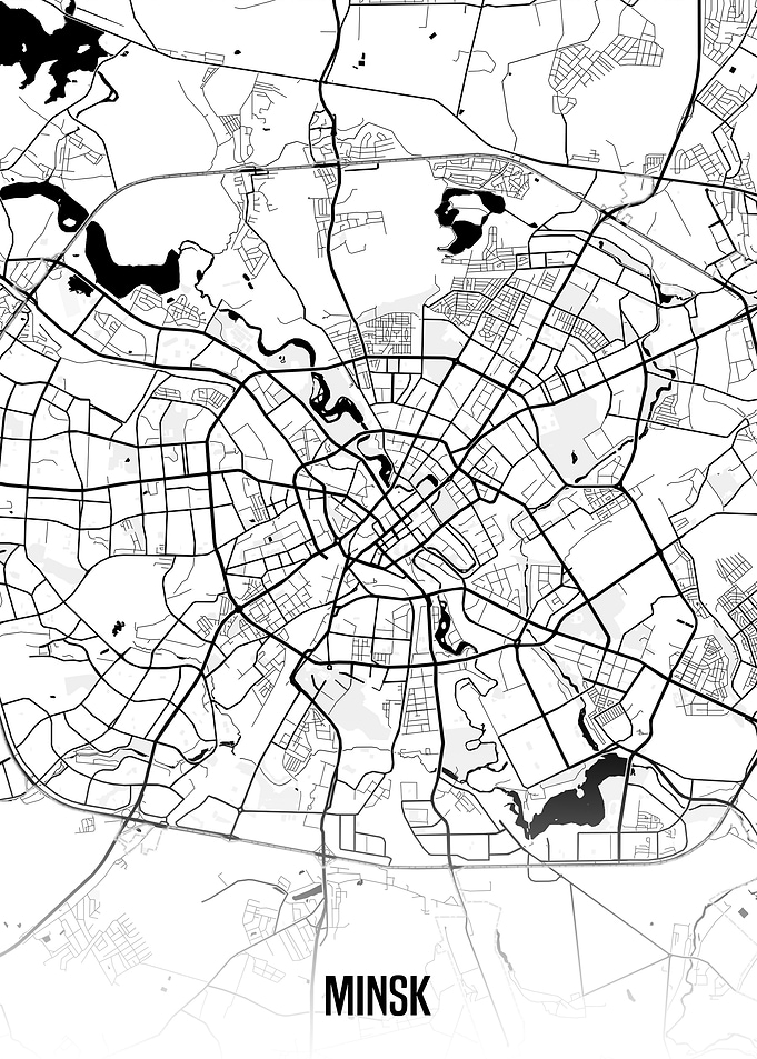 Minsk white map