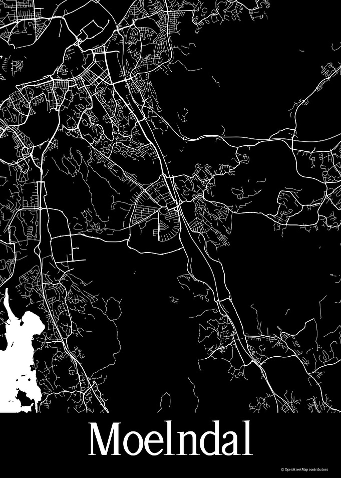 Moelndal Sweden Black Map