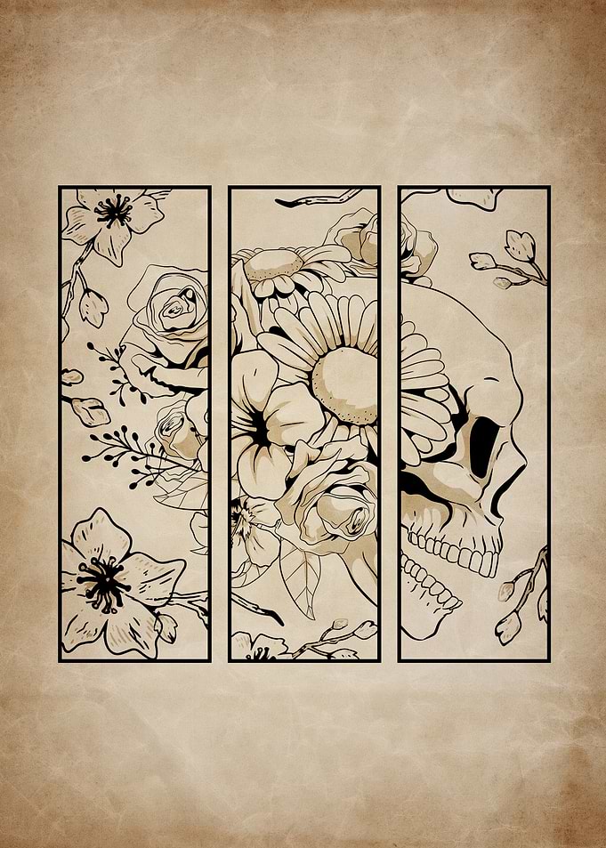 Dark Academia Skull Flower