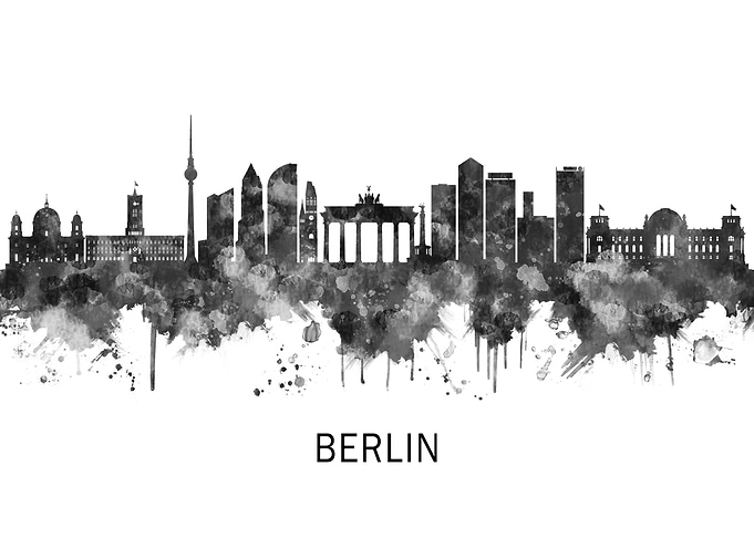 Berlin Germany Skyline BW