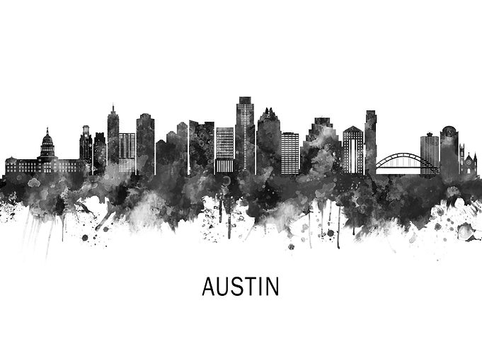Austin Texas Skyline BW