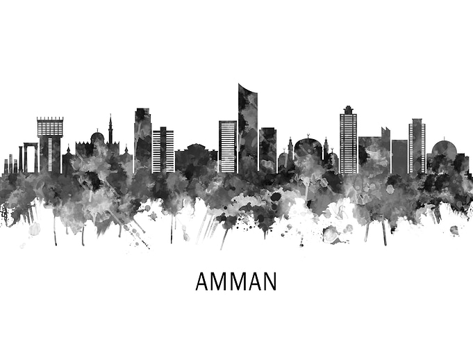 Amman Jordan Skyline BW