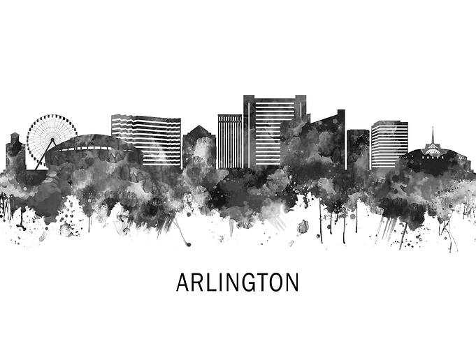 Arlington Texas Skyline BW