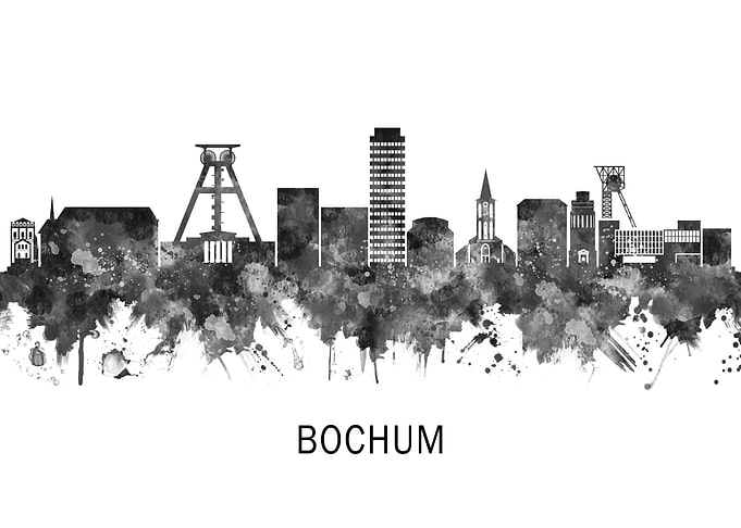 Bochum Germany Skyline BW
