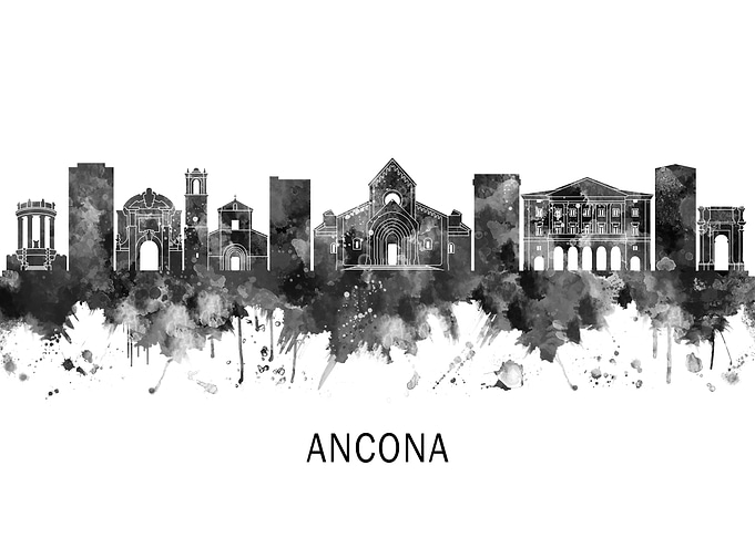Ancona Italy Skyline BW