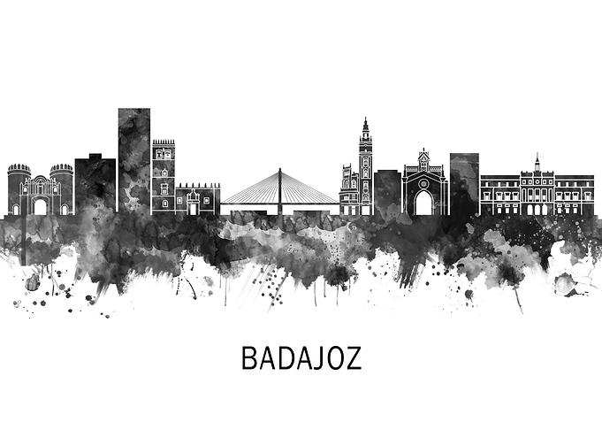 Badajoz Spain Skyline BW