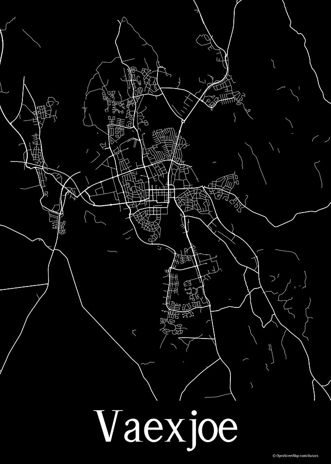 Vaexjoe Sweden Black Map