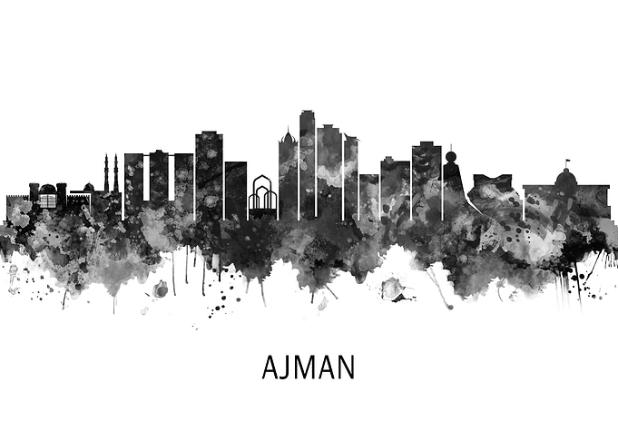 Ajman UAE Skyline BW