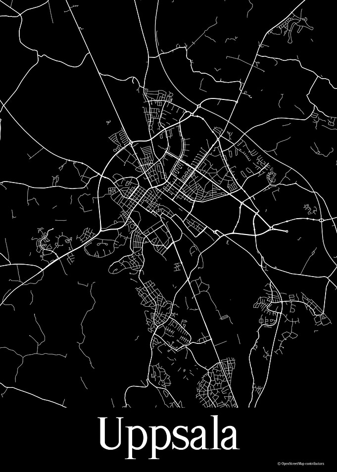 Uppsala Sweden Black Map