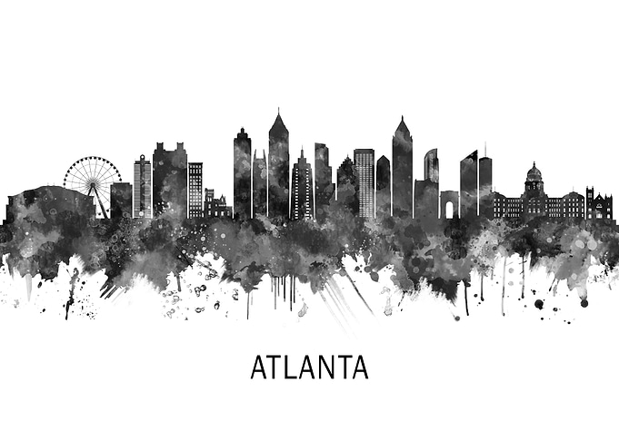 Atlanta Georgia Skyline BW