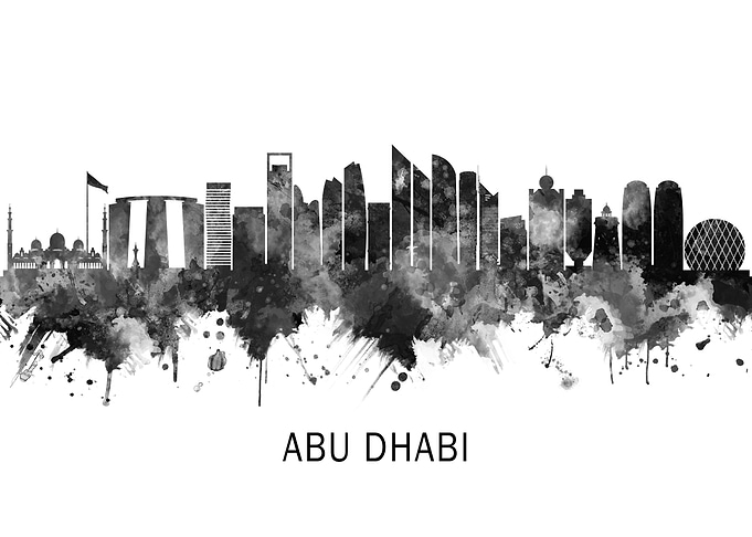 Abu Dhabi UAE Skyline BW