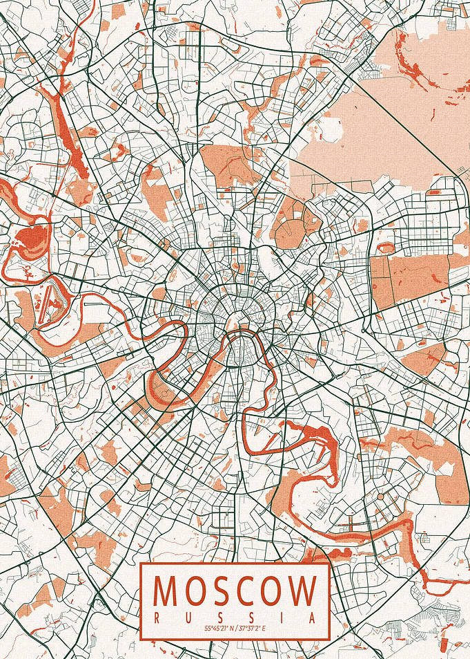 Moscow City Map Bohemian