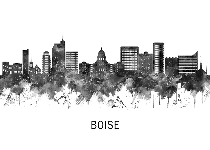 Boise Idaho Skyline BW