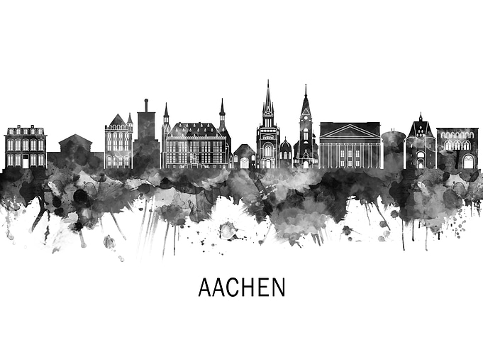 Aachen Germany Skyline BW