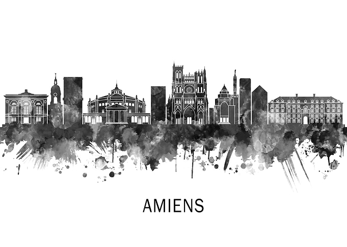 Amiens France Skyline BW
