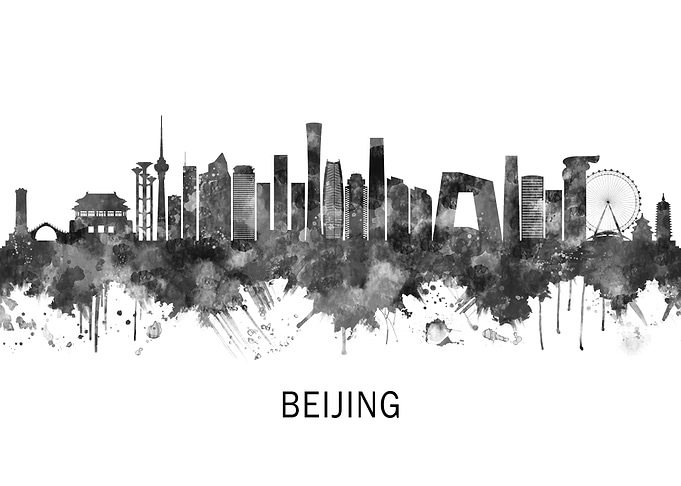 Beijing China Skyline BW