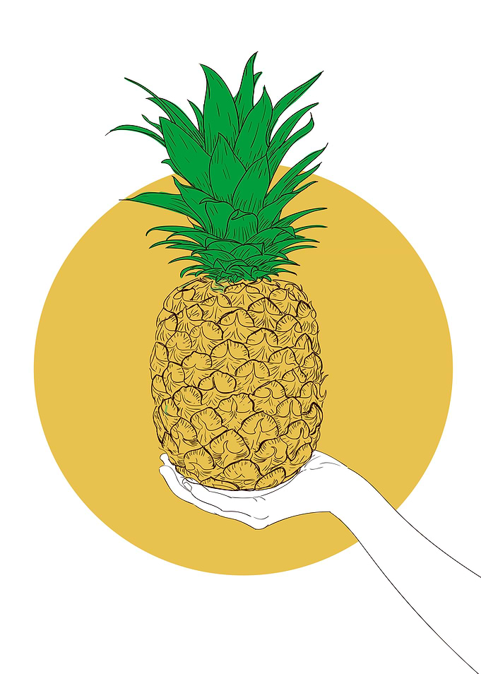 Pineapple fruit painted