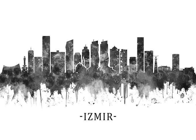 Izmir Turkey Skyline BW