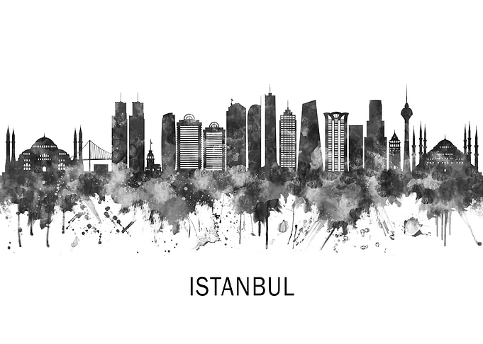 Istanbul Turkey Skyline BW