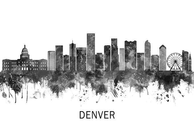 Denver Colorado Skyline BW