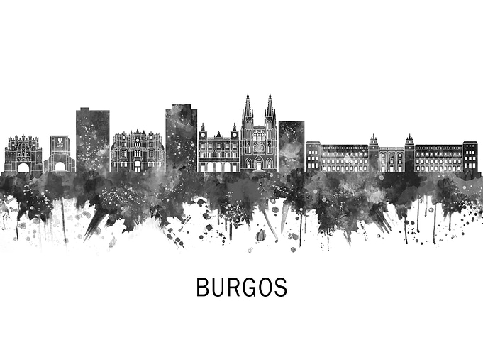 Burgos Spain Skyline BW