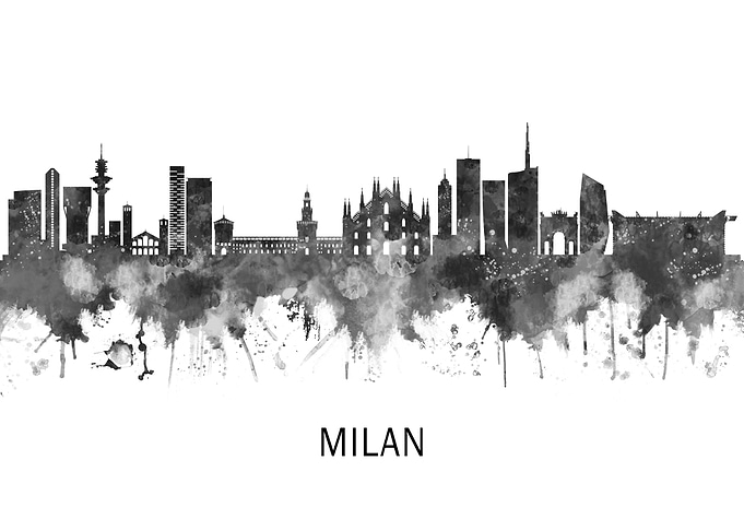 Milan Italy Skyline BW