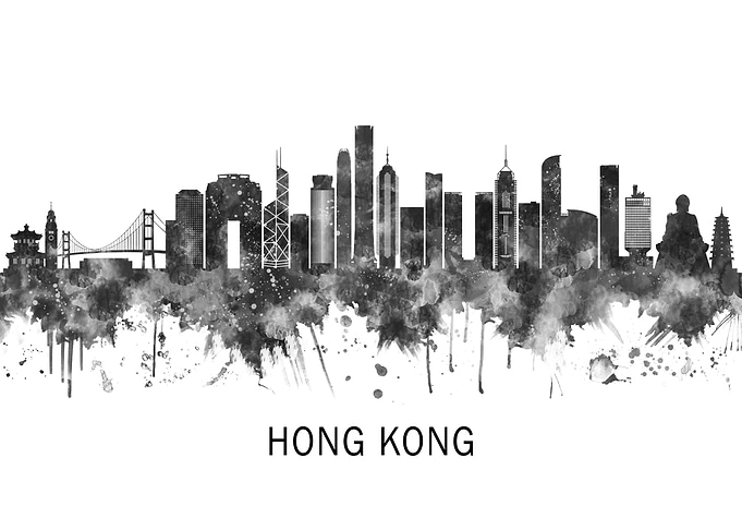 Hong Kong China Skyline BW