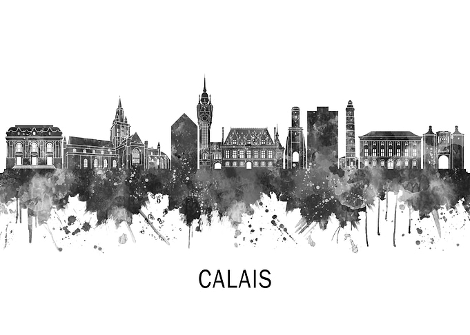 Calais France Skyline BW