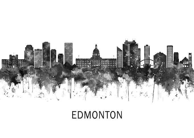 Edmonton Canada Skyline BW