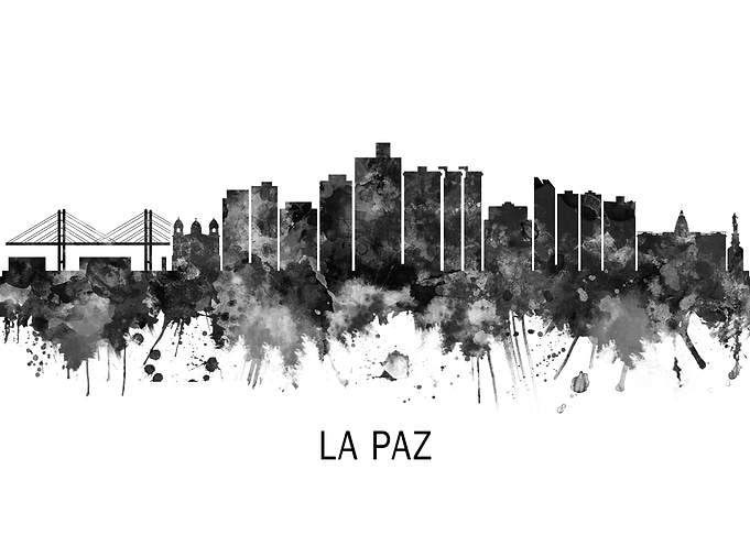 La Paz Bolivia Skyline BW