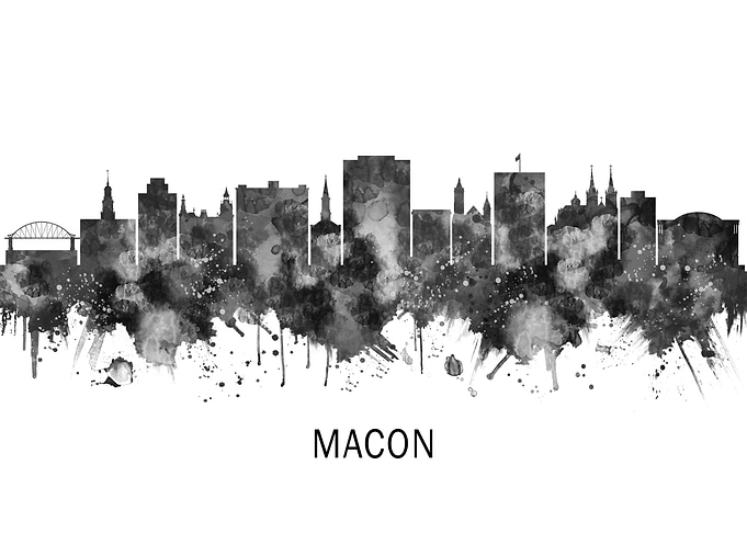 Macon Georgia Skyline BW