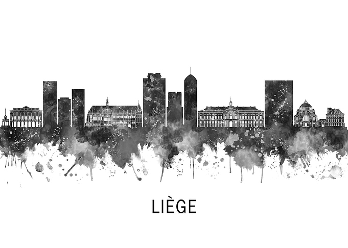 Liege Belgium Skyline BW