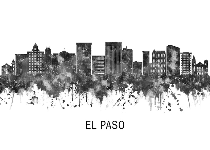 El Paso Texas Skyline BW