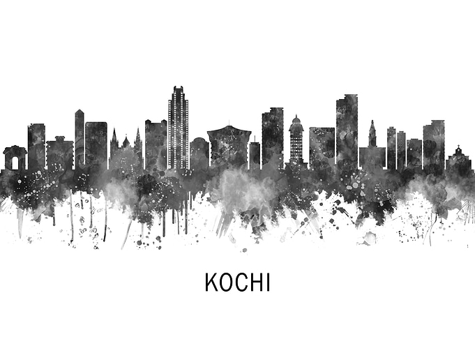 Kochi Kerala Skyline BW