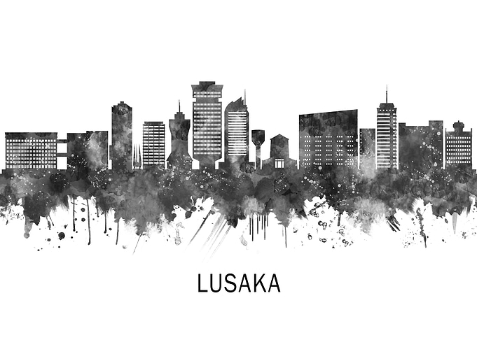 Lusaka Zambia Skyline BW
