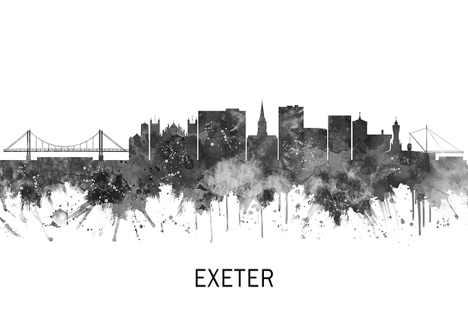 Exeter England Skyline BW