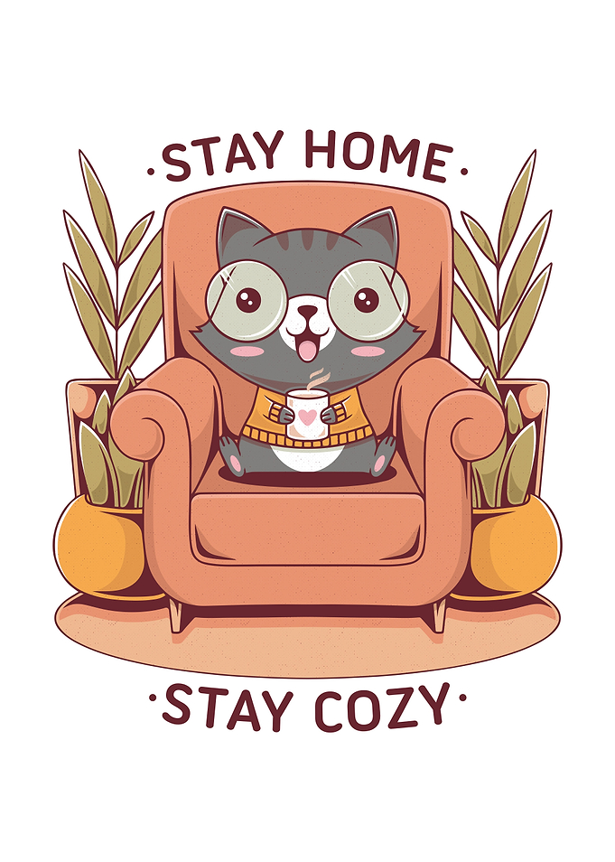 Stay Cozy Cat Kawaii Art