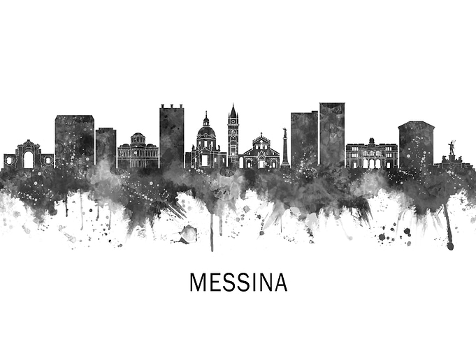 Messina Italy Skyline BW