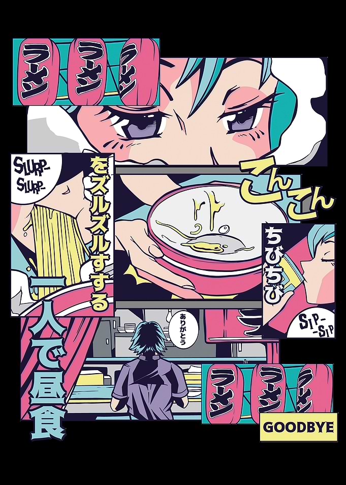 Anime girl vaporwave comic