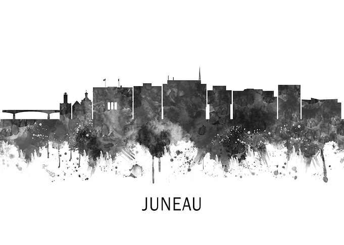 Juneau Alaska Skyline BW