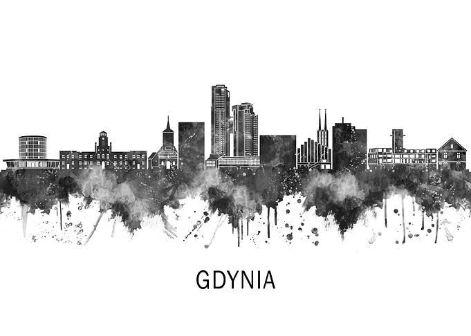 Gdynia Poland Skyline BW