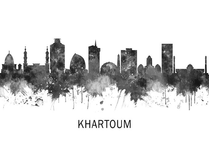 Khartoum Sudan Skyline BW