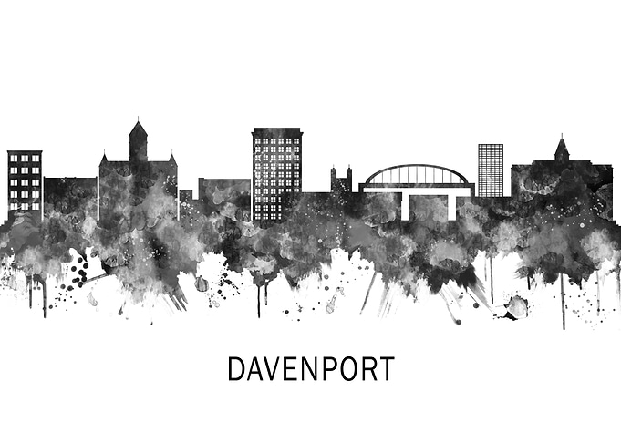 Davenport USA Skyline BW