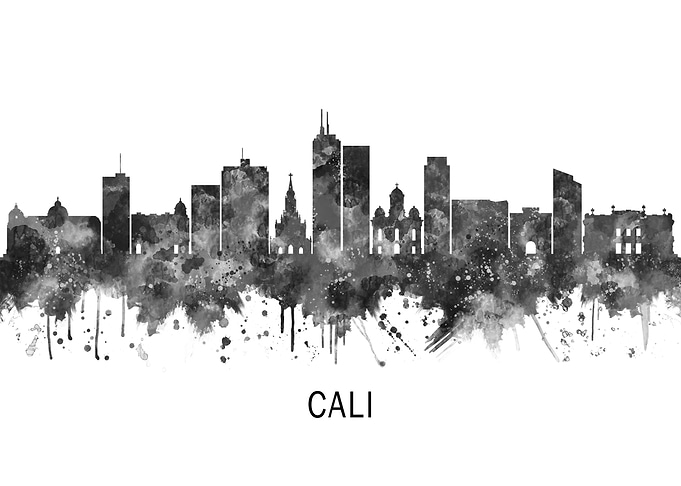 Cali Colombia Skyline BW