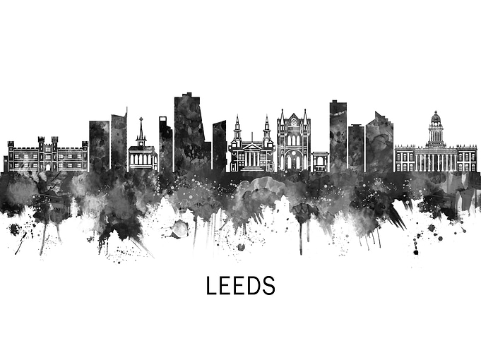Leeds England Skyline BW