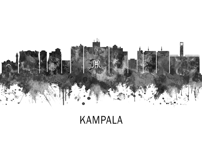 Kampala Uganda Skyline BW