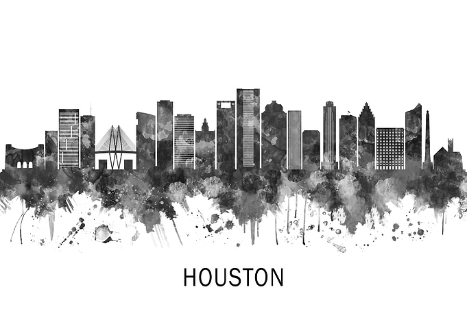 Houston Texas Skyline BW
