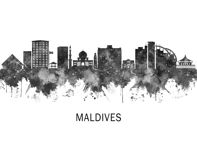 Maldives Skyline BW