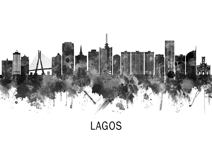 Lagos Nigeria Skyline BW