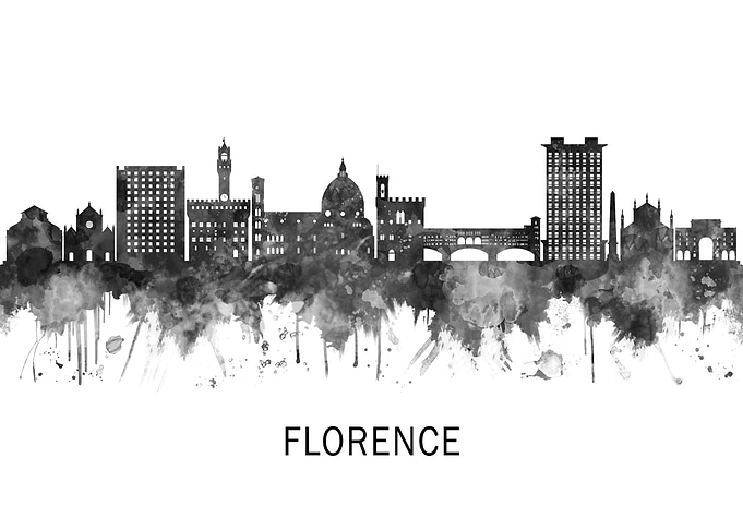 Florence Italy Skyline BW